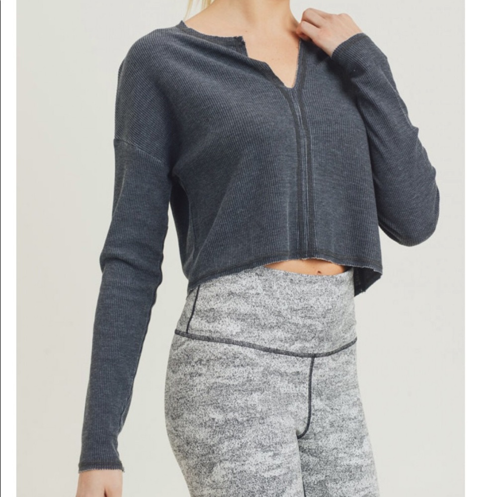 🆕 CAMI LINEN CROP TOP LS DARK ASH - Picture 5 of 9